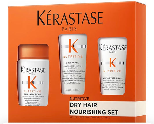 Kérastase Nutritive Discovery Set For Dry Hair - Nourishing Mini Shampoo, Conditioner and Leave In, Controls Frizz and Enhances Shine With Niacinamide