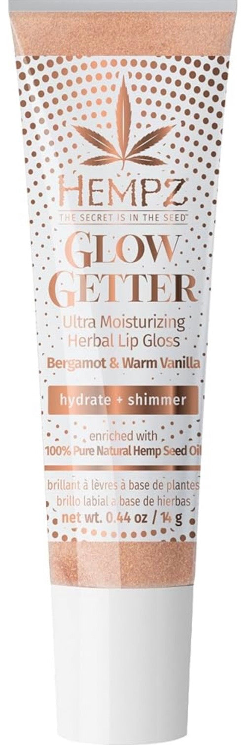 Hempz Glow Getter Lip Gloss, Hydrating Balm with Shimmer .44 oz.